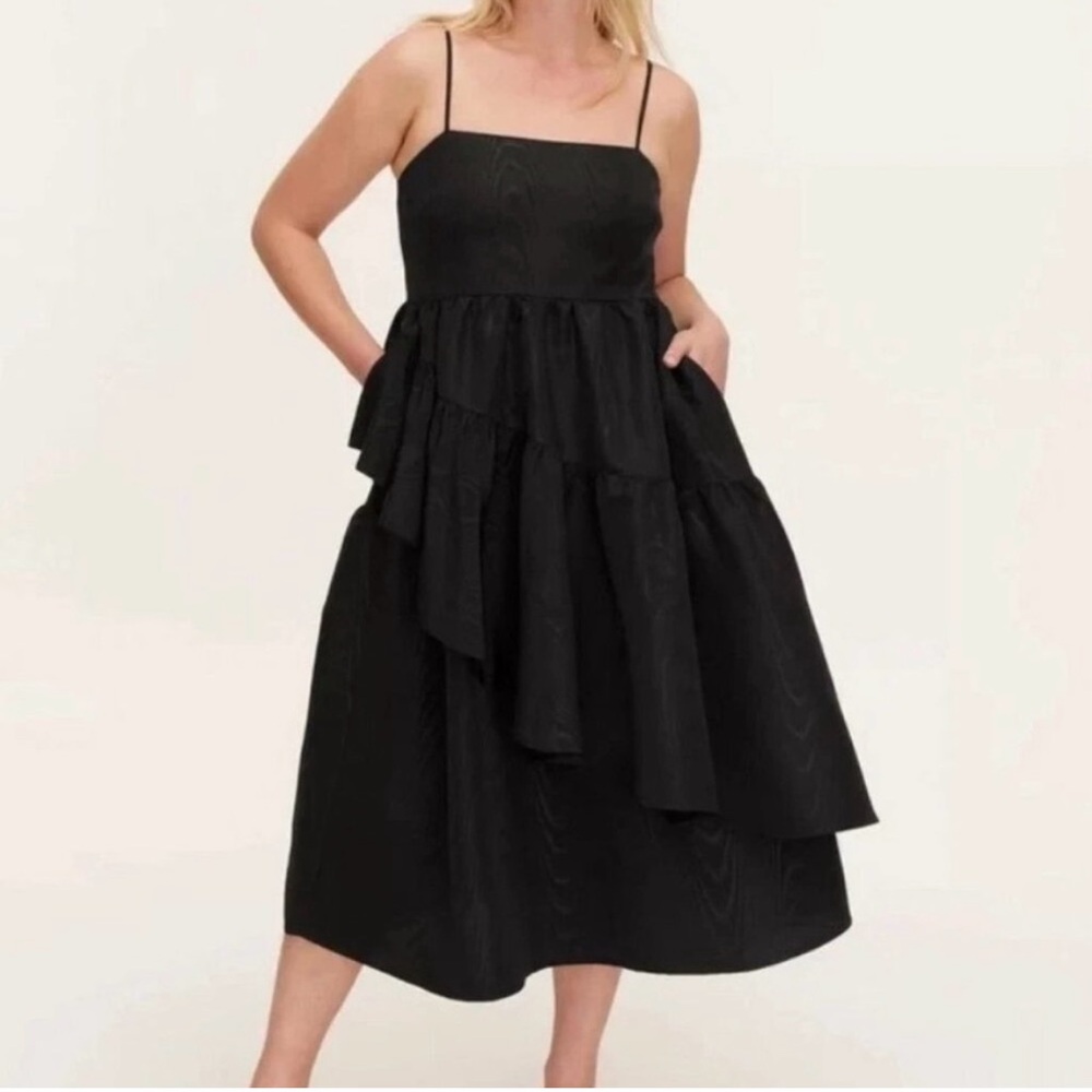Kate Spade Black Tiered Midi Dress